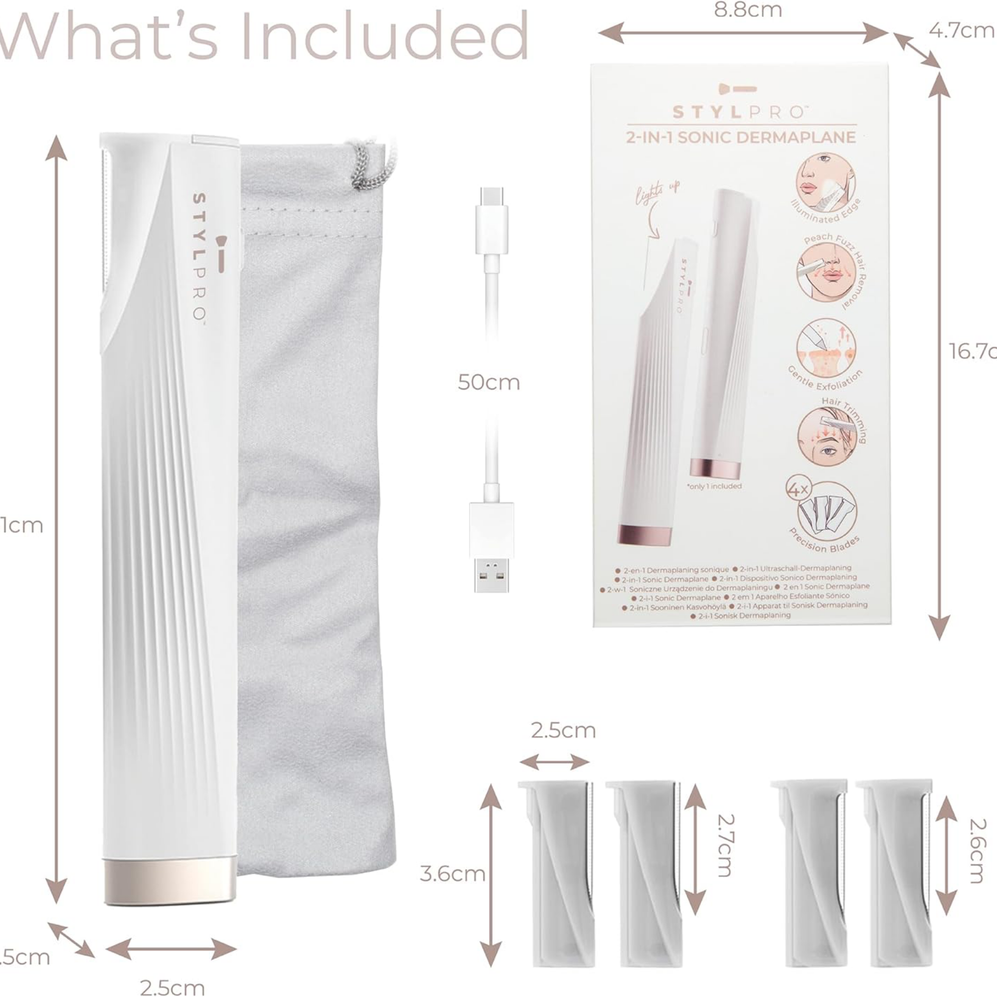 StylPro 2-In-1 Light Up Sonic Dermaplane & Trimmer