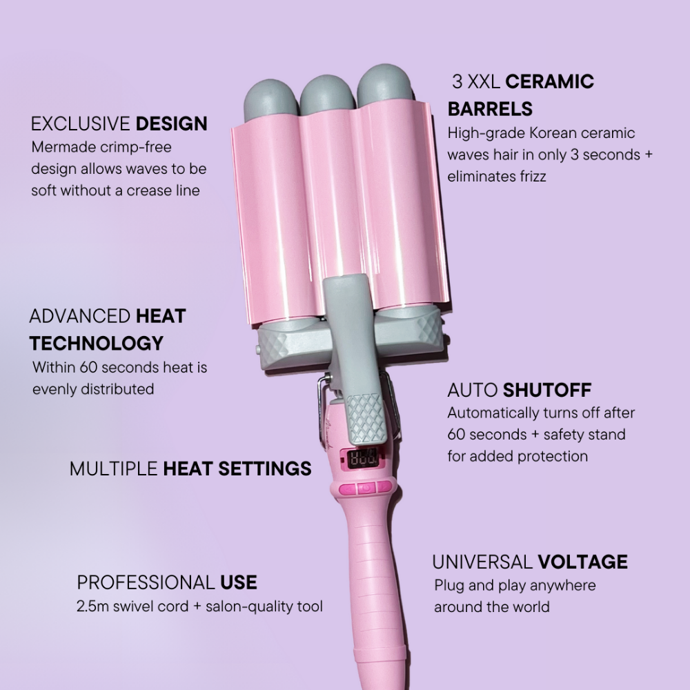 Mermade Hair Original Pro Waver Pink 32mm
