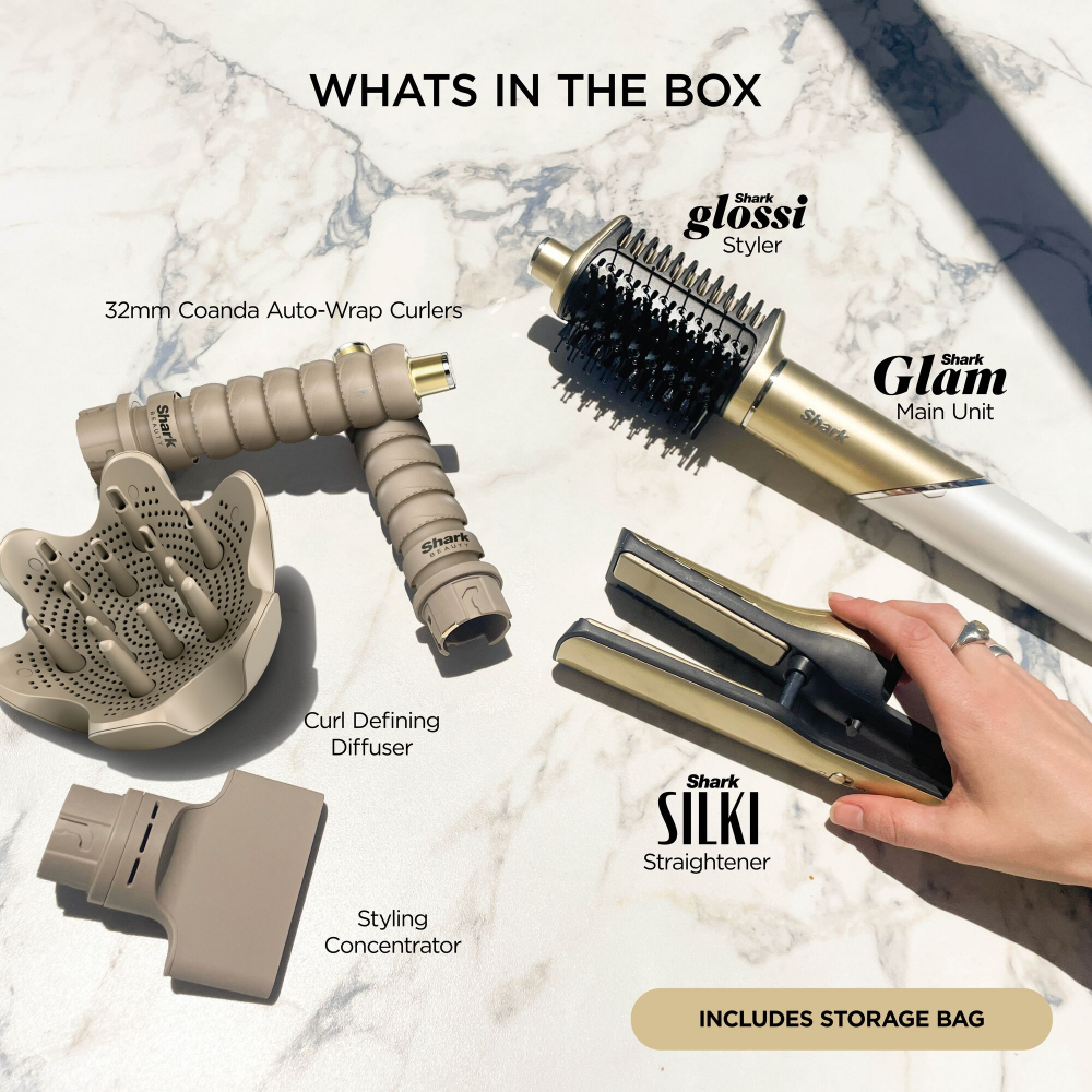 Shark Beauty Glam Ceramic & Air Styling Drying System with Diffuser Gold