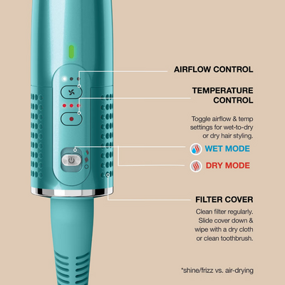 Shark Beauty Glossi 2-In-1 Hot Tool & Air Glosser Juniper