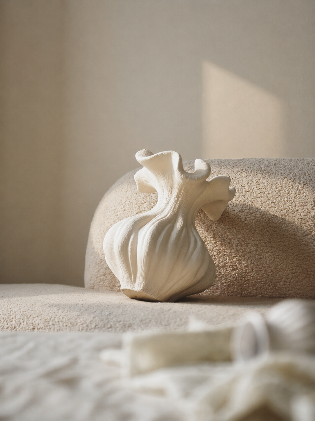 Sculptural Sand Texture Ivory Vase