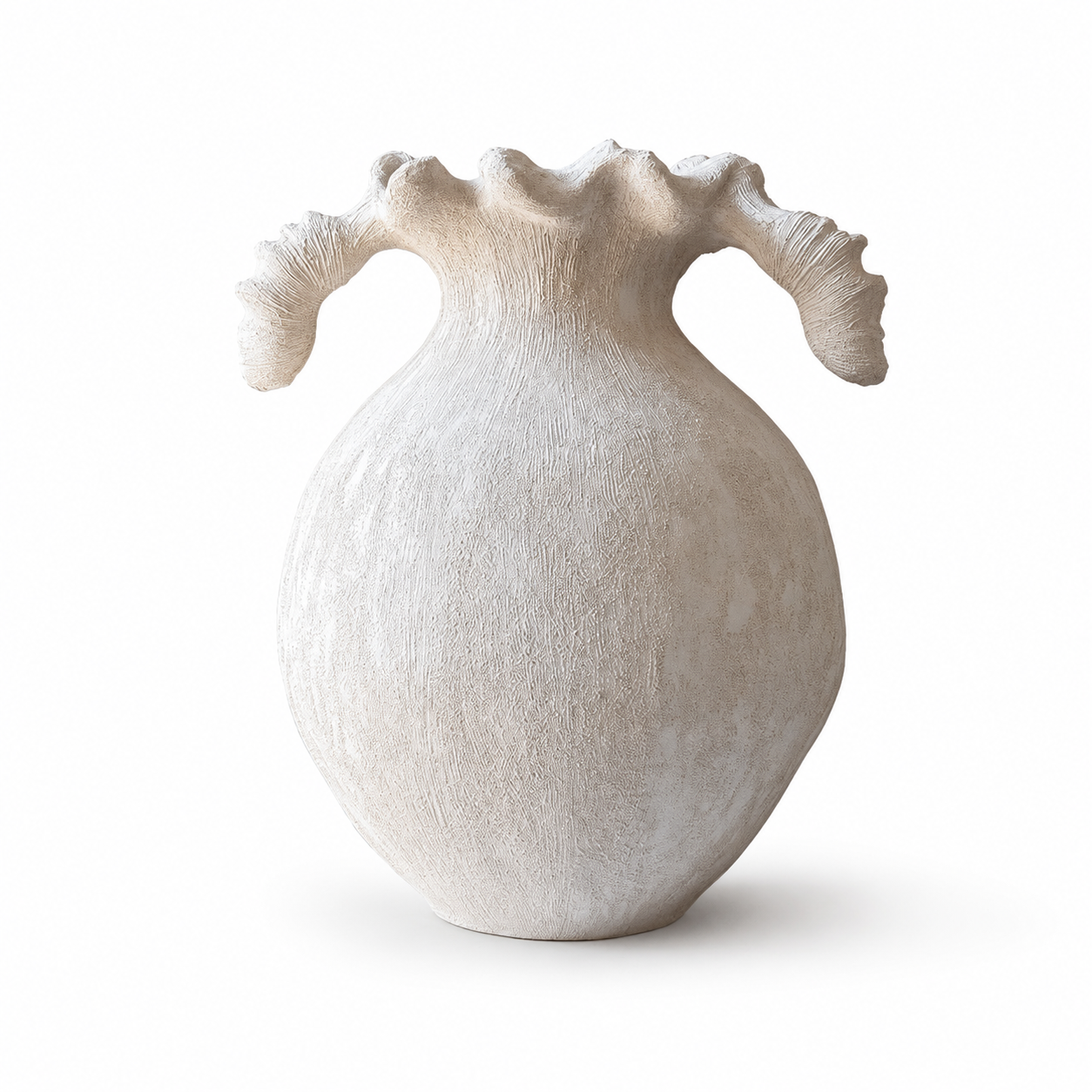 Sculptural Sand Texture Ivory Vase