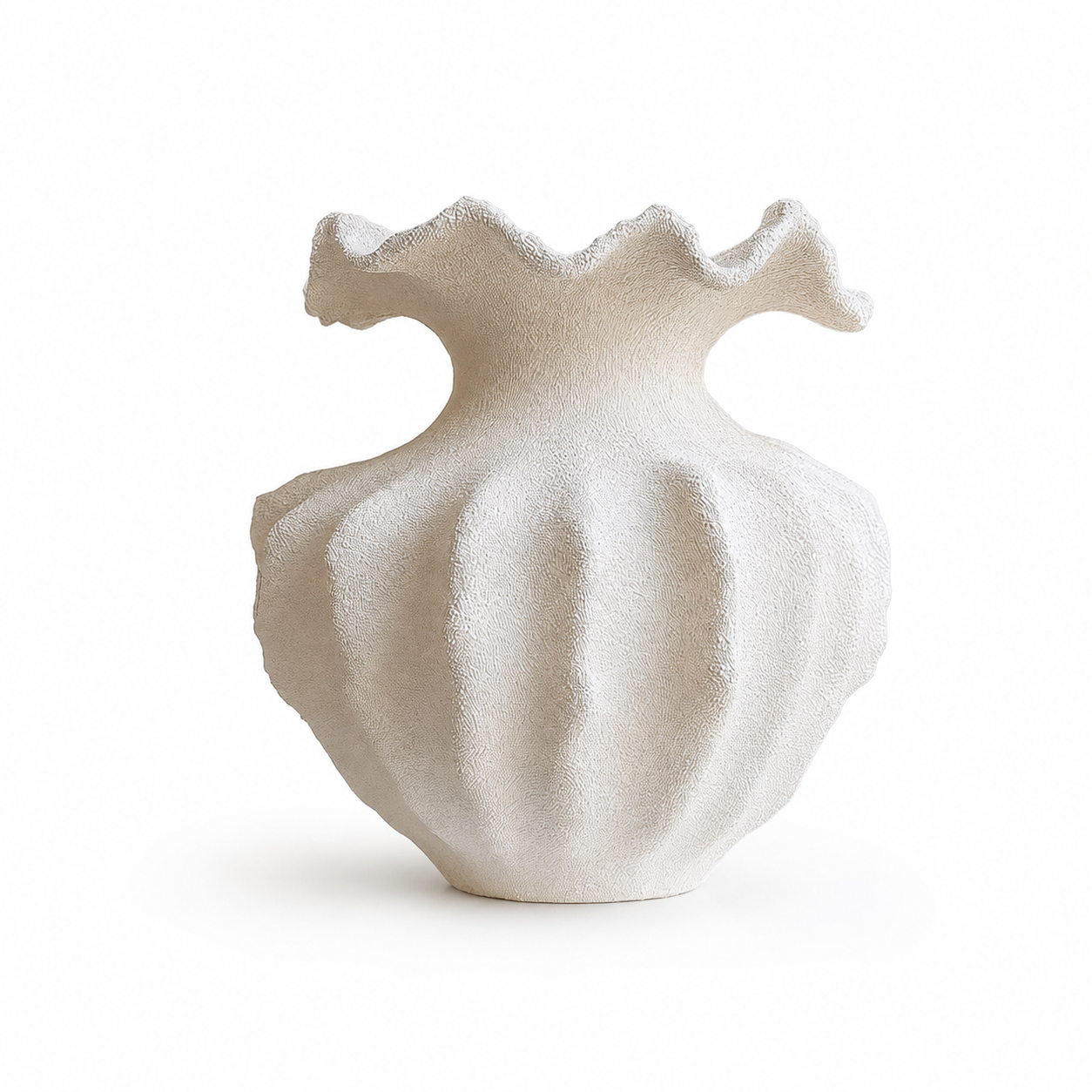 Sculptural Sand Texture Ivory Vase