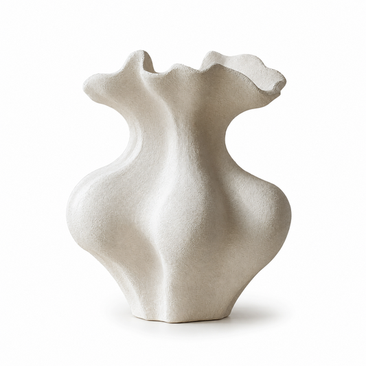 Sculptural Sand Texture Ivory Vase