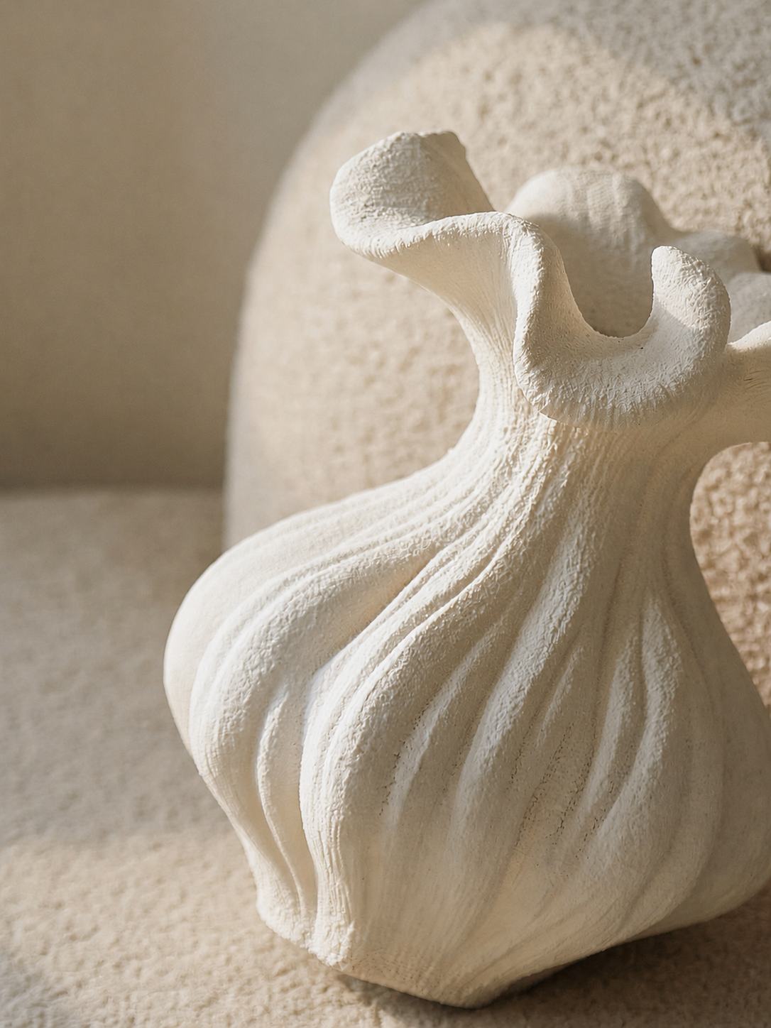 Sculptural Sand Texture Ivory Vase