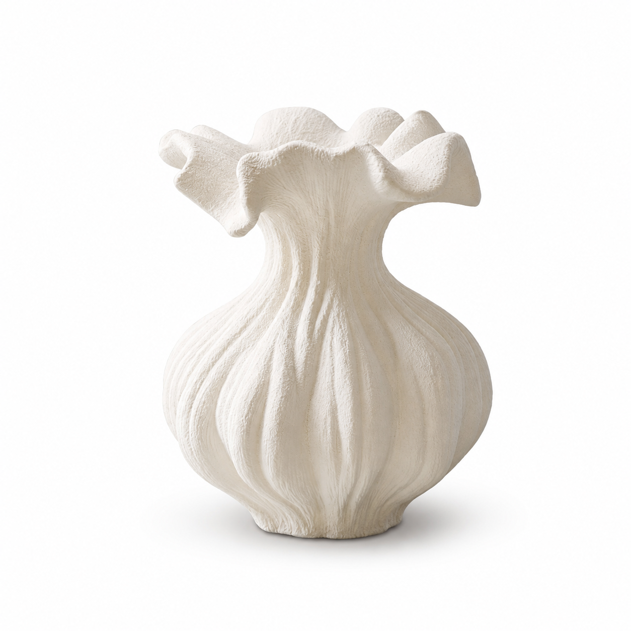 Sculptural Sand Texture Ivory Vase